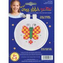  Janlynn/Kid Stitch Mini Counted Cross Stitch Kit 3inch Round Checky Butterfly (14 Count)