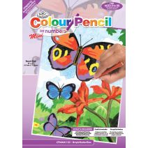  Mini Color Pencil By Number Kit 5"X7"-Bright Butterflies