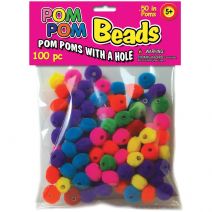  Pom-Pom Beads .5" 100/Pkg-Assorted