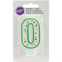  Polka Dot Numeral Candle 3 Inch 1 Per Pkg 0 Green