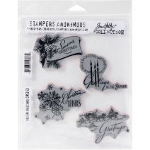  Tim Holtz Cling Stamps 7"X8.5"-Holiday Greetings