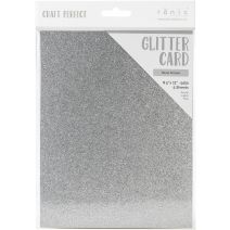  Craft Perfect Glitter Cardstock 8.5"X11" 5/Pkg-Silver Screen