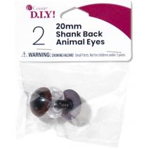  Shank Back Animal Eyes 20mm 2/Pkg-Brown