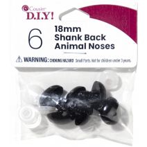  Shank Back Animal Noses 18mm 6/Pkg-Black