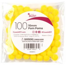  Pom Poms 10mm 100 Per Pkg Yellow