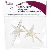  Ceramic Christmas Tree Stars 2.75"X1.875" 2/Pkg-Iridescent