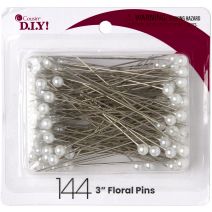  Floral Pins 3" 144/Pkg-Pearl White