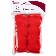  Pom-Poms 2" 8/Pkg-Red