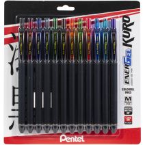  Pentel EnerGel Kuro Liquid Gel Pen .7mm 12 Pkg Assorted Colors