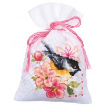  Vervaco Sachet Bags Counted Cross Stitch Kit 3.2"X4.8" 3/Pkg-Birds And Blossoms (18 Count)