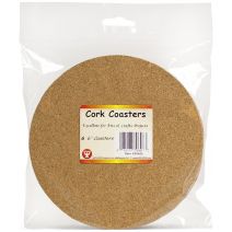  Hygloss Cork Coasters 6" Round 6/Pkg-