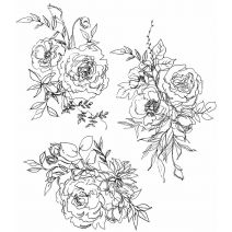  Tim Holtz Cling Stamps 7"X8.5"-Floral Outlines