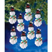  Holiday Beaded Ornament Kit Sunburst Snowman Makes 12