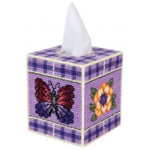  Mary Maxim Plastic Canvas Tissue Box Kit 5"-Summer Flutter (7 count)