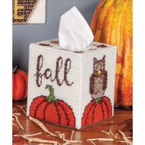  Mary Maxim Plastic Canvas Tissue Box Kit 5"-Autumn Welcome (7 count)