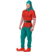  Charades Elf Top Pants Hat And Belt, Red/Green, X-Small