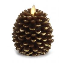  Luminara Flameless Candle - Pine Cone Shape - Brown with Gold Accents