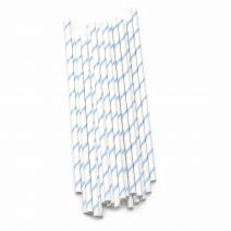  Baby Shower Paper Straws Pastel Blue Stripes 7.75 Inches