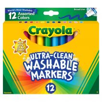  Crayola Ultra-Clean Color Max Broad Line Washable Markers-Assorted Colors 12/Pkg