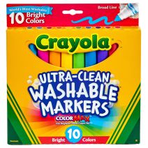  Crayola Ultra-Clean Color Max Broad Line Washable Markers-Bright Colors 10/Pkg
