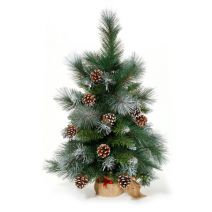  3-Ft Frosted Glacier Christmas Tree With Pinecones & Burlap Base