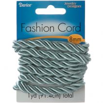  Jewelry Designer Fashion Cord - Polyester - Twisted Cord - Silver - 8mm 1 Yard