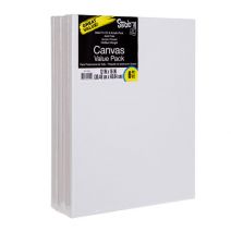  Darice White Stretched Canvas Value Pack, 12X16 Inches, Pack of 6