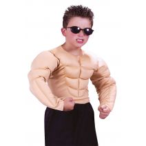  Boys Bodybuilder Muscle Shirt Costume, Tan, Large (12-14), Multicolor