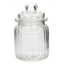  Glass Canister With Lid Ribbed Clear 3 X 4.9375 Inches