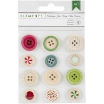  Holiday Wooden Buttons