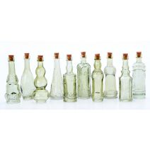  Darice Vintage Glass Bottles with Corks, Assorted (Clear, Blue, Amber), 5 Inch, 10/pkg Item ID - 467653_10