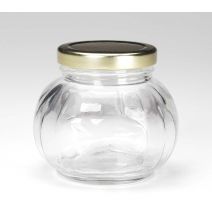  Darice Jar with Metal Lid Clear Glass Melon Shape Holds 7 oz