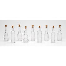 Vintage Glass Bottles with Corks, Assorted, 5 Inch, Clear