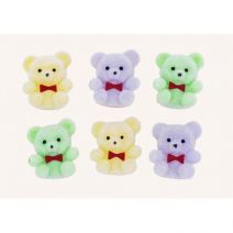  Miniature Flocked Teddy Bears 1 Inches Assorted Colors