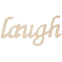  Wood Script Words Laugh 3 X 7 Inches