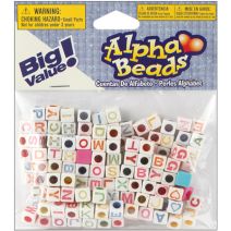  Darice AlphaBeads  White with Assorted Letter Colors  Plastic  6 mm Size  160/ Pack