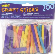  Mini Wood Craft Sticks 2.75 Inches Colored