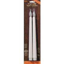  Darice Bright LED Taper Candles  11" Height  White  2/ Pack  Each Candle Requires 2 AAA Batteries