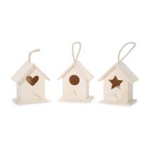  Unfinished Wood Bird House Assorted Styles 3.9 X 2.8 X 4.3 Inches