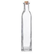  Square Bottom Clear Glass Bottle with Cork 7 inches