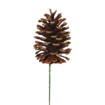  Christmas Floral Pine Cone Pick Natural with Gold Glitter Large