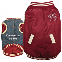  Fashion Pet Reversible Varsity Jacket Cranberry/Denim S