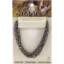  Solid Oak Steampunk Metal Chain 39 Inch - Antique Silver Style A