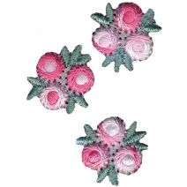 Wrights Iron-On Appliques 3/Pkg-Pink & White Flowers