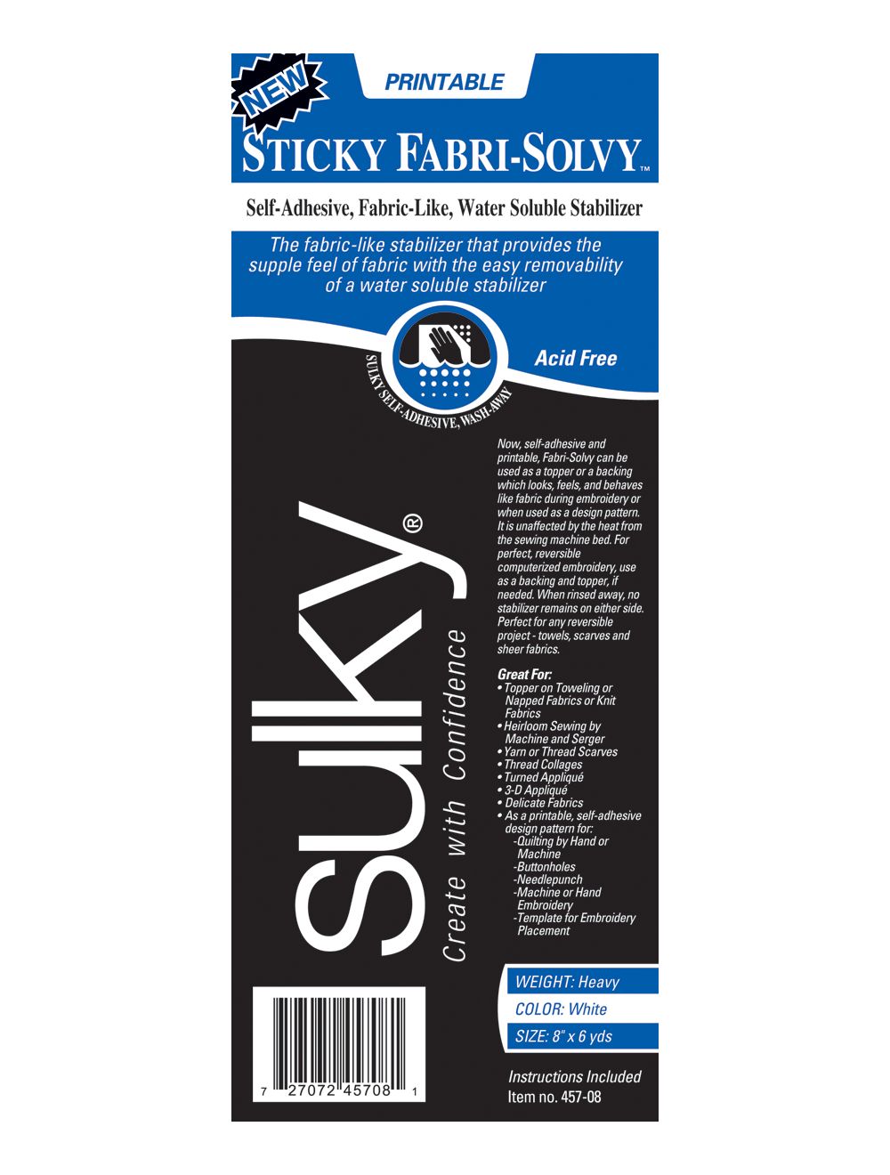 Sulky Sticky Fabri-Solvy Stabilizer 8'X6yd- (NM01103569)