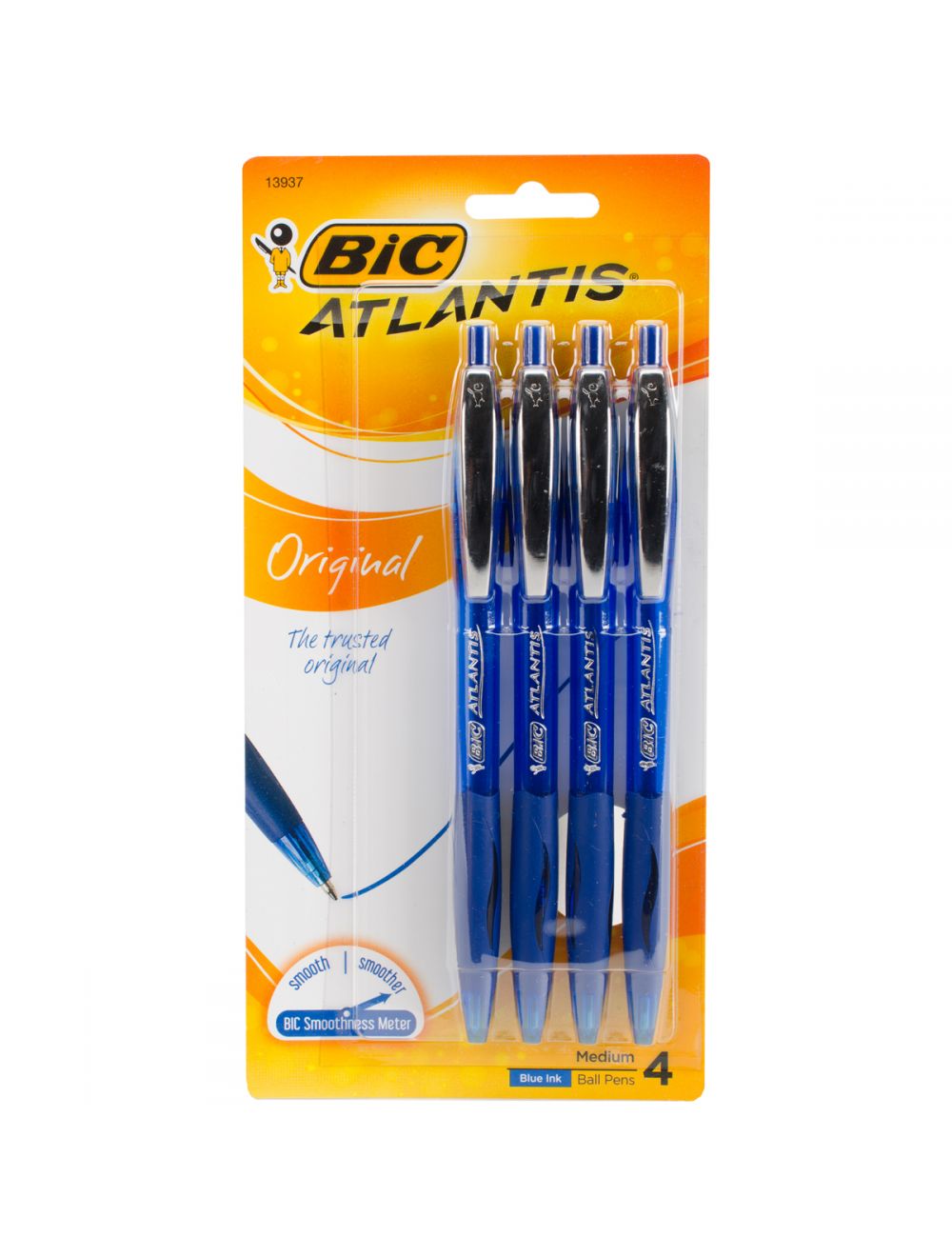 BIC Atlantis Original Retractable Ballpoint Pens 4/Pkg-Blue (NM01383435)