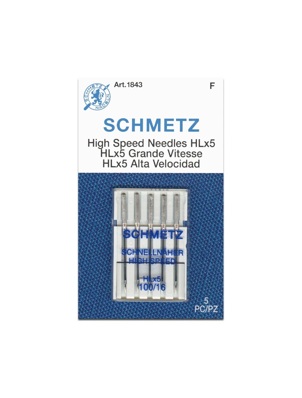 Schmetz 1843 High Speed Sewing Machine Needle Size 100/16 HLX5 